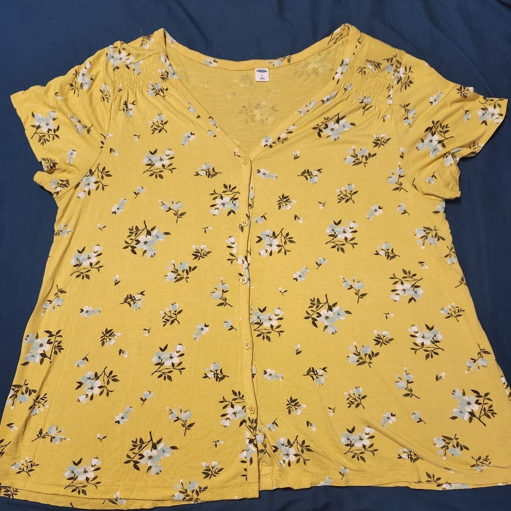 Old Navy Yellow Floral Blouse
